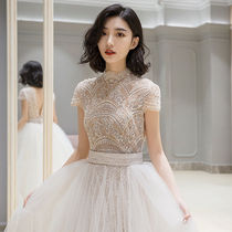  Wedding dress bride 2021 new French light master trailing luxury princess style simple atmosphere 2020 temperament dress summer