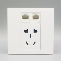 Type 86 wall 2-port network with power socket panel national standard small five-hole two-three plug double network cable network switch