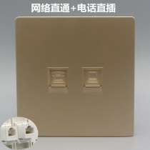 Champagne 86 Internet phone in-line docking panel dual-port RJ45 ultra-class 5 computer voice phone socket
