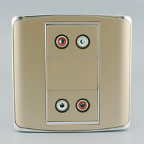 Champagne gold 86 type red and white audio wall socket double hole Lotus head audio panel 2 welding-free AV panels