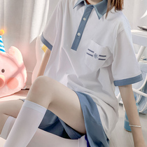 (La la sauce JK)Dangka sports suit Polo collar T-shirt shorts Summer short sleeve top fashion two-piece set