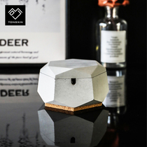 First Bull Nordic Ins Cement Ashtrays Home Living Room Swing Piece Creative Retro Industrial Wind Personality Smoke Cylinder With Lid