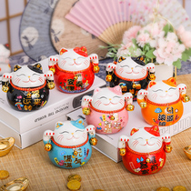 Cat small ornaments ceramic creative gifts home decoration piggy bank living room shop opening fortune cat