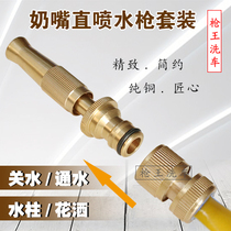 Pure Copper Home Pacifier Straight Spray Water Gun Suit Quick Joint Watering Shower Nozzle Brushed Spray Gun Antifreeze Hose Water Hose