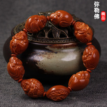 Sugong olive core carving Eight Maitreya Buddha hand string Handmade carving olive core Hu Lao oil core Wen play bracelet