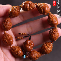 Su Gongs ten small Maitreya Buddha olive core small seed hand-carved boutique old iron core men and women