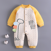  Baby one-piece baby clothes autumn and winter pure cotton warm padded romper climbing clothes pajamas newborn super cute autumn clothes