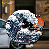 Original Japanese Ukiyo-e wave car stickers JDM modified wind body scratch stickers Electric car spray side window stickers