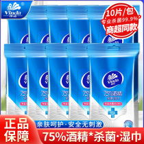 Vida 75% Alcohol Sterilization Adult Sanitary Skin Cleansing Wipe 10 Packs 10 Packs Portable Independent Packaging Household