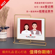 Nordic creative ins simple metal rotating photo frame 6 7 8 inch wedding registration photo table on both sides of the desktop decoration