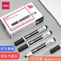 Deli erasable whiteboard pen water black children color red and blue blackboard drawing pen large head marker pen erasable