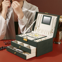 Jewelry storage box large-capacity Jewelry earrings hair jewelry necklace earrings anti-oxidation high-grade storage artifact