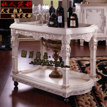 European-style solid wood dining car Wine Car white home Villa carved restaurant carved small cart tea car customization