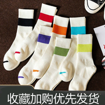 Socks mens stockings Four Seasons Joker cotton ins trend simple cotton sports high-top stockings women couples