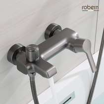 robern all copper bathtub faucet hot and cold shower faucet mixing valve nozzle simple shower set gun Gray