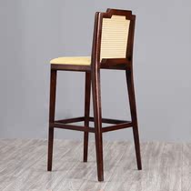 New Chinese bar chair solid wood bar stool simple front chair rattan bar chair home Island chair modern bar stool