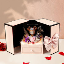 Fawn light gift box Rotating gift box night light Sterling silver necklace bracelet Tanabata Valentines Day gift for girlfriend