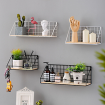 Nordic simply in wall iron mesh shelves Bedroom living room wall decorated with punch - free frame