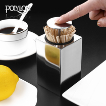 British PolyLon 304 stainless steel toothpick cylinder thick Press hotel commercial toothpick box restaurant upscale