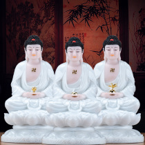 Fuyou Buddha with Chinese white marble III Buddha and three treasures Buddha Sakyamuni Buddha Buddha statue ornament