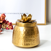 Imported European style brass handmade hammer pattern storage jar tea coffee can can props home ornament birthday gift