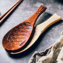 Creative fish - shaped wooden meal spoon wooden rice spoon wooden rice and lacquer rice shovel household