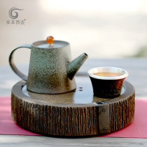 East tea West pot Tea tray Dry bubble table Zen handmade stump tea table pot pad Small Japanese coarse Pottery bark pattern pot holder