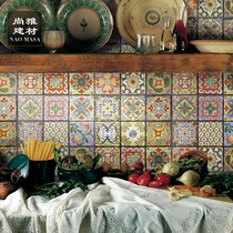 Tile tiles and tiles nine palaces colored small tiles Nordic Spanish American kitchen bathroom antique floor tiles 300