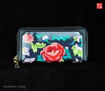  Hand embroidery products Old embroidery pieces Beijing embroidery Hand embroidery classical wallet long wallet leather bag womens handbag clutch bag