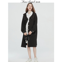 Pregnant womens coat spring and autumn belly wearing Korean version of loose size maternity dress Spring and Autumn New windbreaker medium and long