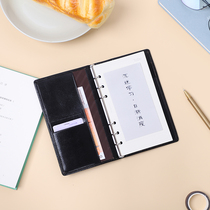 Ultra-thin imported cowhide notebook high-end business gift leather loose-leaf book A6 small ring hand book free lettering