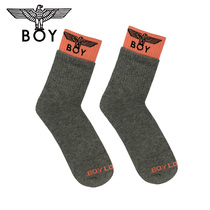 boylondon fashion eagle LOGO jacquard gray stitching fashion mid-tube socks tide