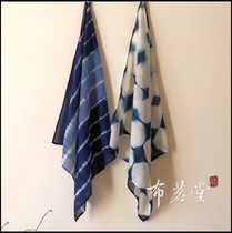 Cloth Mingtang hand-dyed blue absorbent tea towel Cotton yarn small square towel can be used as a turban scarf