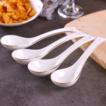 (Handmade gold) Jingdezhen home gold-rimmed bone porcelain spoon creative tableware cute soup spoon ceramic spoon