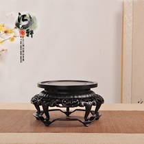 Purple sandalwood round vase bonsai incense burner ornaments base Solid wood Chinese cologne tray Flowers a few ebony wood base