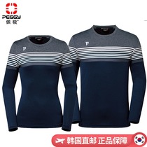 Peiju badminton suit 2021 men and women long sleeve quick-drying T-shirt Korea imported running sports fitness shirt