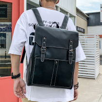 Shoulder bag men Street trend fashion leisure large capacity Tide brand book bag retro style PU student computer backpack female