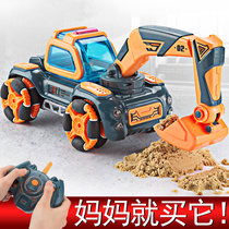 Childrens toy remote control car charging action excavator boy engineering car toy elegant off-road vehicle 3-4 weeks 5 years old