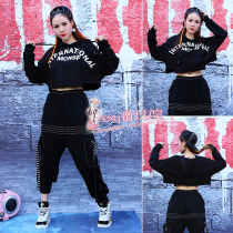 Autumn and winter New handsome hiphop sweater female high waist belly Jazz top female hip hop hip hop street dance performance costume