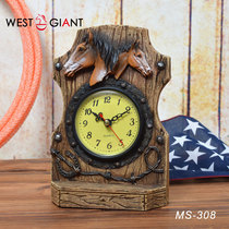 Western Giant double horse head rope table hand clock handmade custom clock home bar decorations ornaments
