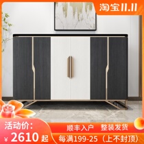 Light luxury marble solid wood porch cabinet modern simple home decoration cabinet home living room shoe cabinet against the wall