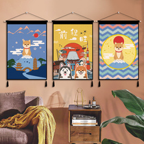 Japanese cartoon dog hanging cloth ins background cloth childrens room bedroom living room cute little animal tapestry cloth hanging painting