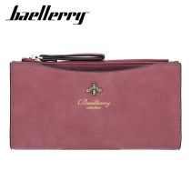 New Sand Leather Wallet Womens Long Folding Large Capacity Wallet Little Bee Thin Zipper Wallet