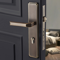 All copper indoor silent room bedroom wooden door lock Modern light luxury Simple Nordic double open mother and child door lock package