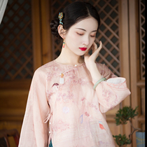  Idle talk 丨 2021 summer new style 丨 Chinese retro variety of colors inverted large sleeves loose everyday tops all-match