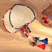 Handmade Pu fan Childrens fan Old-fashioned summer fan Hand woven baby baby mosquito repellent grass woven Pu grass court style ancient style