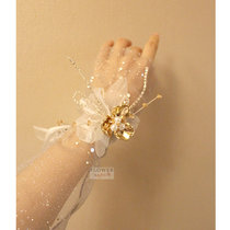 (Star yarn petals wrist flower) little fairy bride bridesmaid group wedding birthday party activity hand flower