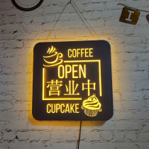 Milk tea fruit drink shop creative luminous open business glass door decoration listing window wall light plate design