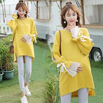 Pregnant womens autumn suit early autumn out Fashion Net red veil two-piece autumn long dress