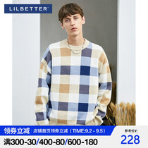 Lilbetter sweater mens harbor style color color check knitwear shirt top Tide brand loose mens casual coat LB